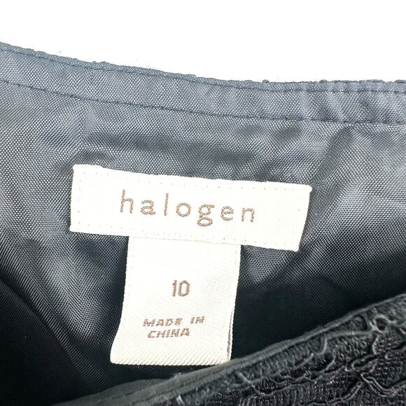 Halogen Size 10 Skirt Black Layered Lacey Crocheted Midi Flare Basic Casual Work - Picture 5 of 5